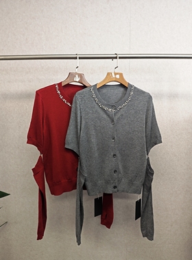 大牌h专柜＆24冬款福利 可拆卸袖 重工镶嵌针织衫 14387