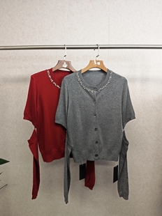 重工镶嵌针织衫 可拆卸袖 14387 福利 大牌h专柜＆24冬款