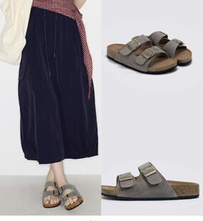 品牌 5081 百S夏季EVA底头层牛反绒勃肯凉拖鞋 跟高3cm