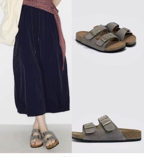 品牌 5081 百S夏季EVA底头层牛反绒勃肯凉拖鞋 跟高3cm