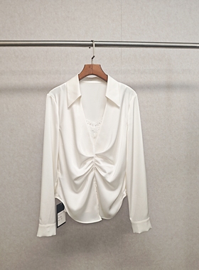 大牌h专柜&25春款福利 假两件蕾丝拼接长袖上衣（仅换码）14557