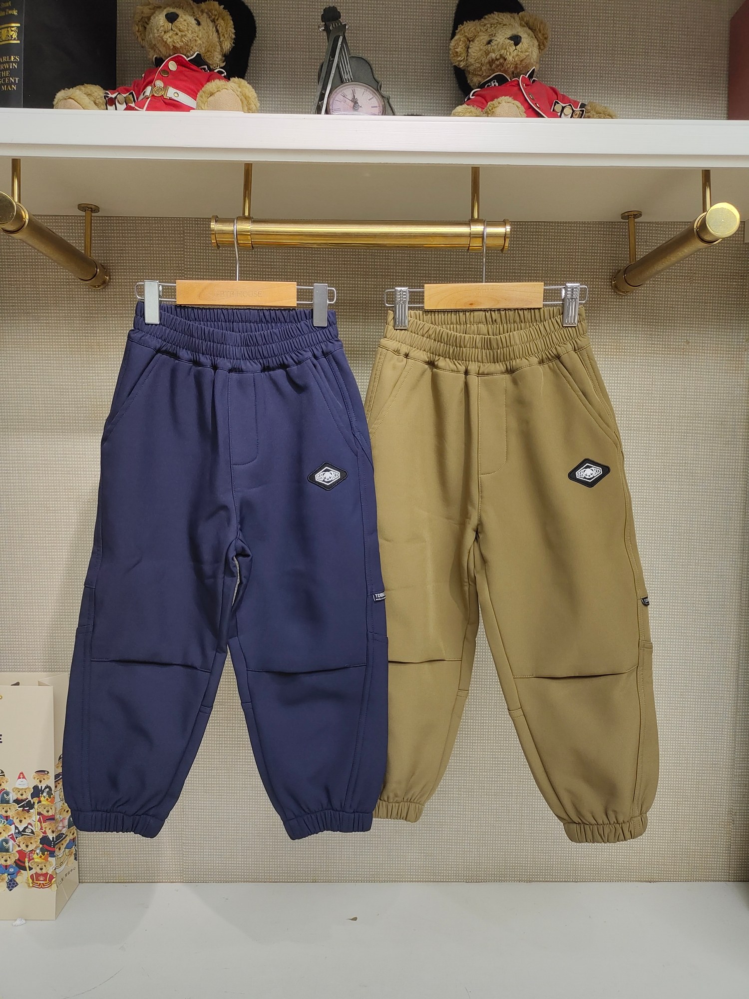 英国泰迪熊＆专柜童装 加绒加厚 松紧腰纯色百搭工装裤 G5WP05