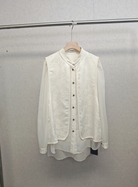 大牌h专柜＆25春款福利 新中式设计感提花拼接款长袖上衣 15038