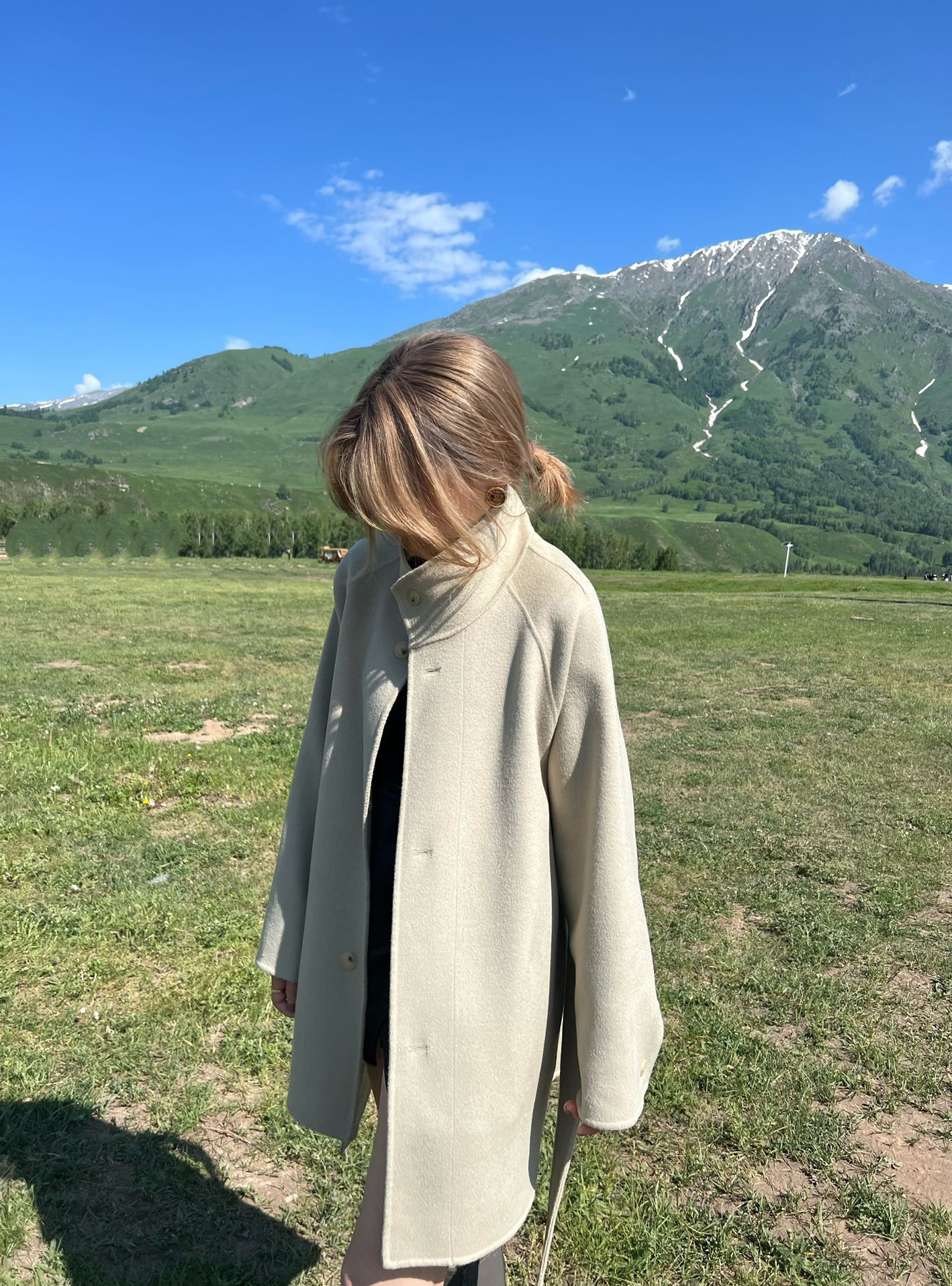 立领双面羊绒大衣女中长款宽松显瘦2025秋冬新款毛呢外套女小个子