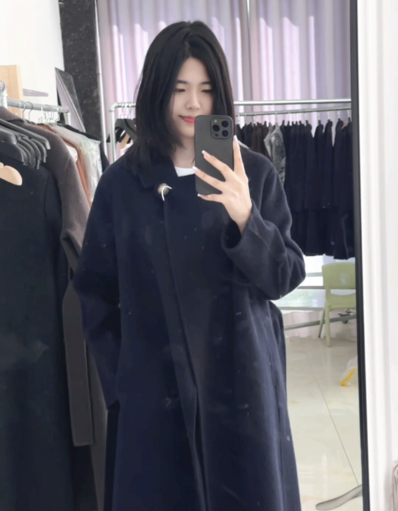 2025秋冬新款双面羊绒大衣女中长款韩版宽松一粒扣羊毛呢子外套