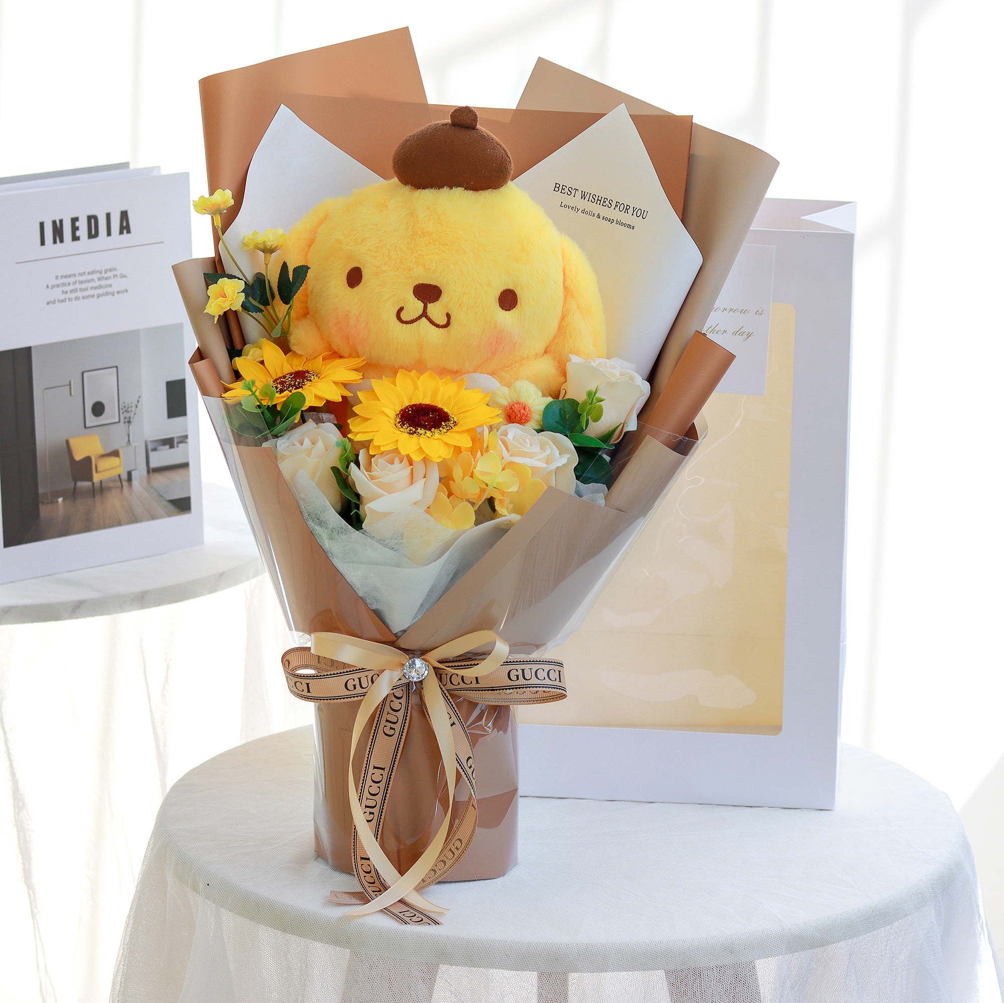 布丁狗卡通花毛绒公仔布偶娃娃520纪念送女朋友老婆创意生日礼物