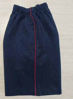夏季校服裤子藏蓝色短裤拼酒红绳直筒短裤定制学生大码休闲运动裤