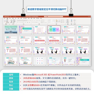 PPT变形记字母掉落英语教学PPT缩放定位平滑切换PPT动画模板