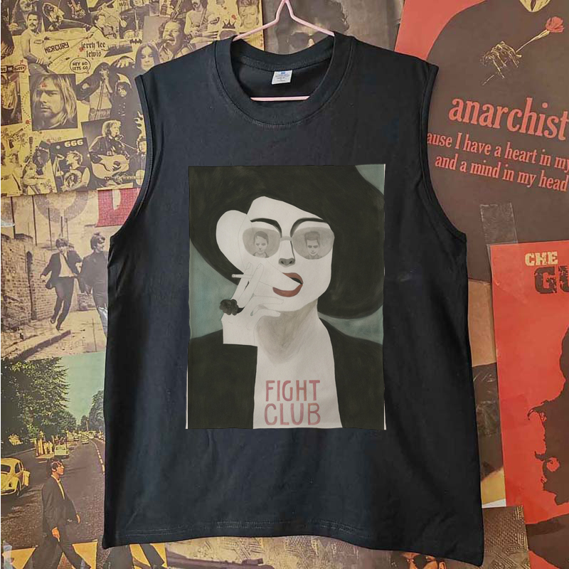 fight club复古贴布印花搏击俱乐部男女电影文艺纯棉背心无袖T恤