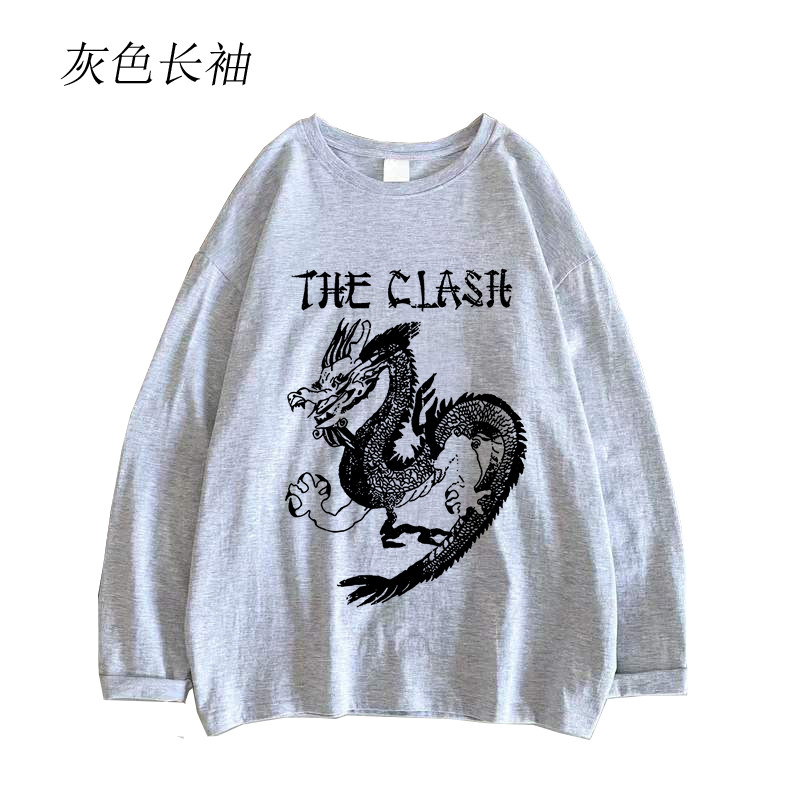 the clash碰撞冲突乐队朋克punk风轻薄透气初秋男女灰色长袖T恤