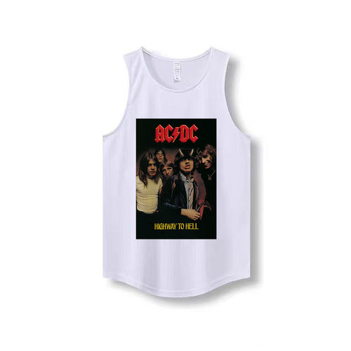 acdc highway to hell摇滚乐队速干排汗不闷热圆下摆背心坎肩T