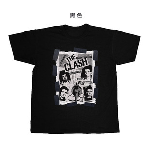 the clash 冲撞乐队经典punk rock复古朋克风拼贴印花男女短袖T恤