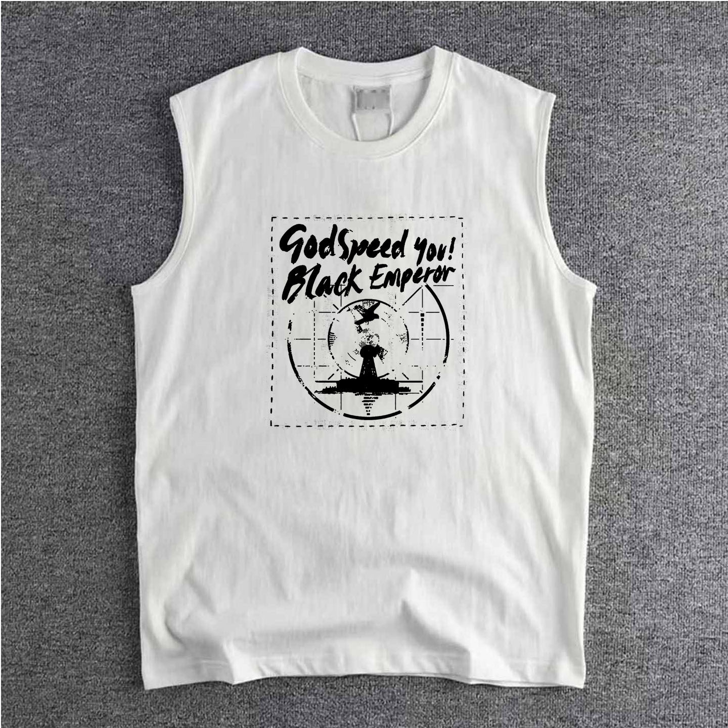 godspeed you black emperor神佑黑帝手工拓印男女纯棉短袖T恤