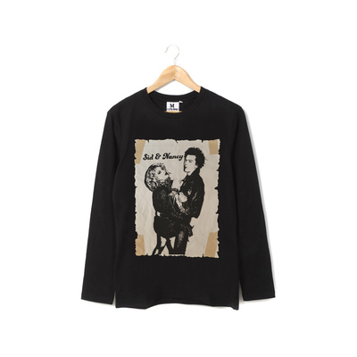 sex pistols sid vicious朋克印花纯棉男女圆领长袖黑色T恤卫衣