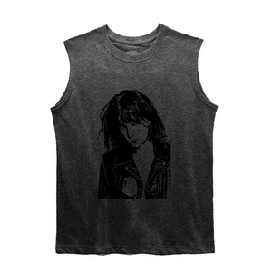 新款黑灰色系 patti smith 朋克风punk 显瘦宽松坎肩背心无袖Tee
