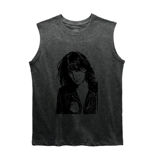新款黑灰色系 patti smith 朋克风punk 显瘦宽松坎肩背心无袖Tee