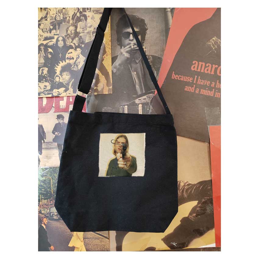 别针设计可拆卸nirvana kurt cobain贴布朋克单肩斜挎包帆布袋