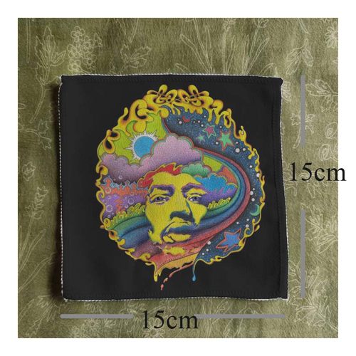 jimi hendrix经典复古吉他手印花diy remake桃皮绒布贴包衣服配件