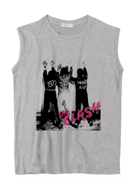the clash 冲撞乐队 朋克摇滚 real punk 文艺个性圆领坎肩无袖T
