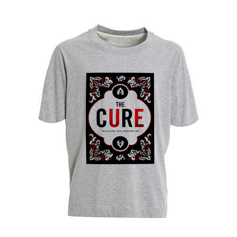 the cure goth post punk摇滚喷墨印花薄款宽松灰色莫代尔短袖T恤