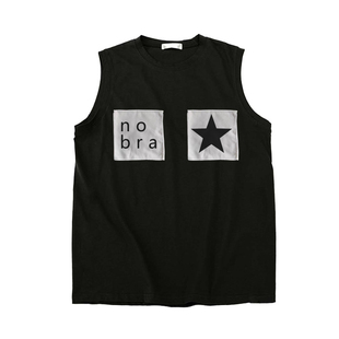 T恤 坎肩无袖 bra生命之源文艺防凸点防激凸小布标设计男女夏季