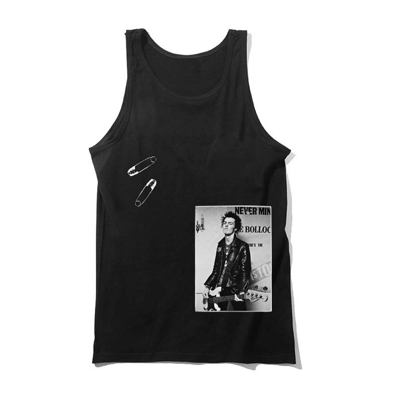 punk sex pistols暗黑别针布标摇滚复古圆领纯棉坎肩无袖背心T恤