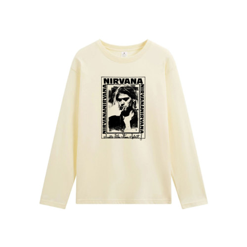 nirvana kurt cobain grunge punk朋克手工拓印纯棉男女长袖T恤