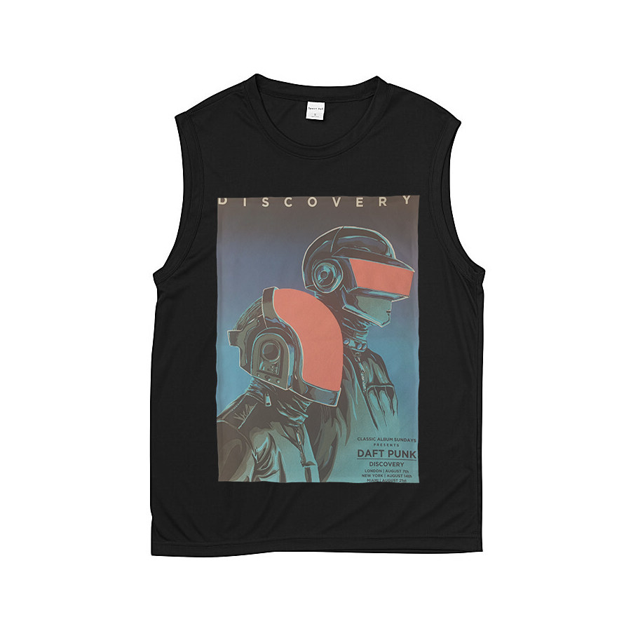 daft punk 蠢朋克 法国电子摇滚 贴布印男女圆领纯棉无袖坎肩T恤