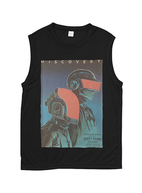 daft punk 蠢朋克 法国电子摇滚 贴布印男女圆领纯棉无袖坎肩T恤