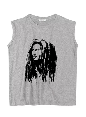 bob marley vintage reggae rasta鲍勃马利雷鬼街头风无袖背心Tee