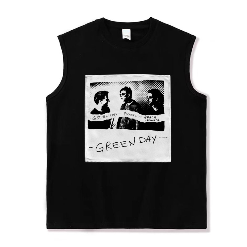 green day ramones punk rock 绿日朋克印花纯棉无袖坎肩背心T恤