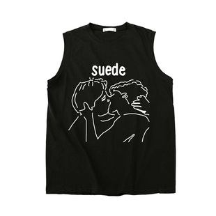 多款 suede山羊皮乐队摇滚音乐英伦文艺手绘设计感纯棉坎肩无袖