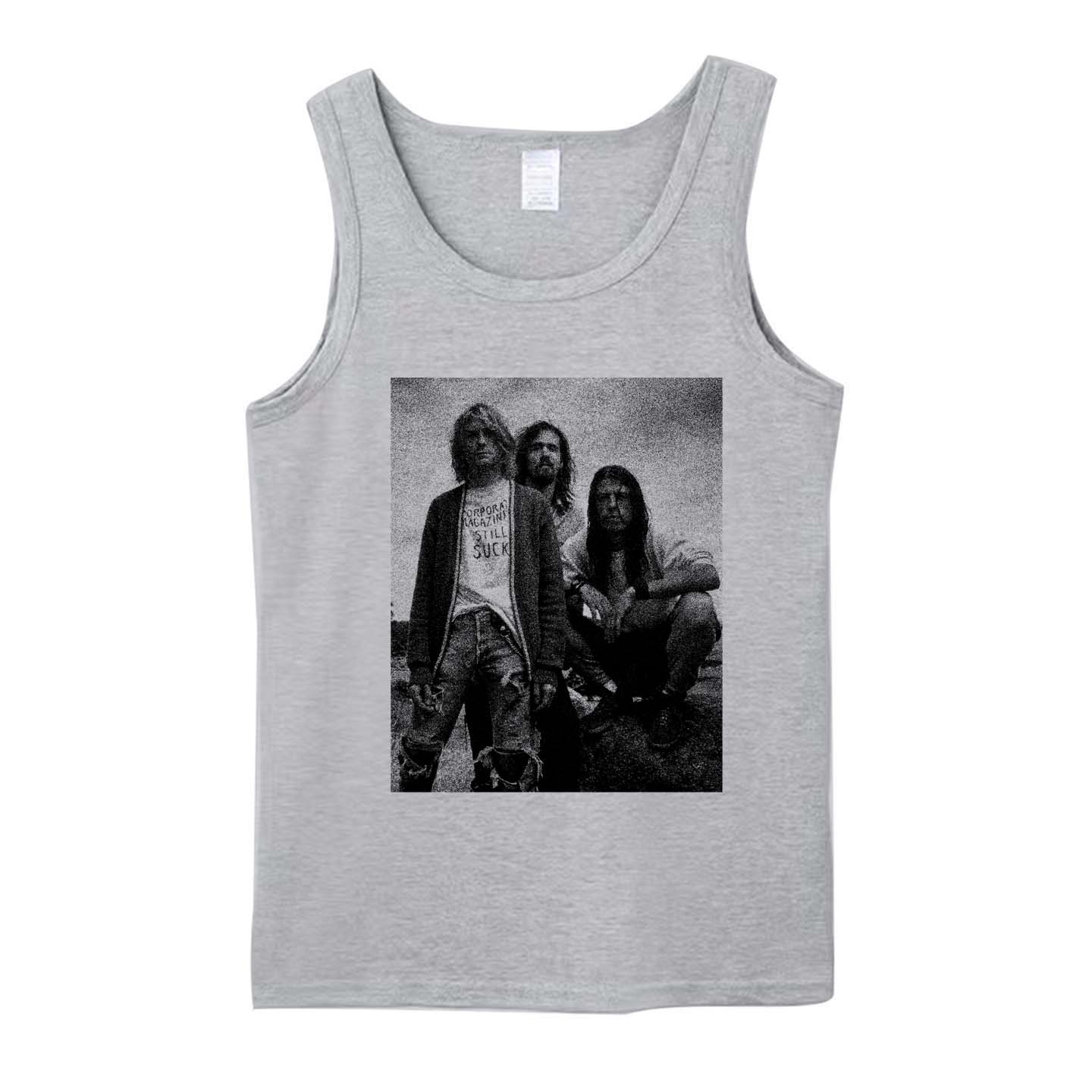 kurt cobain柯本涅盘朋克摇滚噪点模糊做旧男女纯棉拓印吊带背心