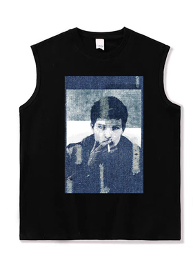 joy-division快乐分裂暗黑后朋克仿牛仔贴布男女纯棉无袖坎肩背心