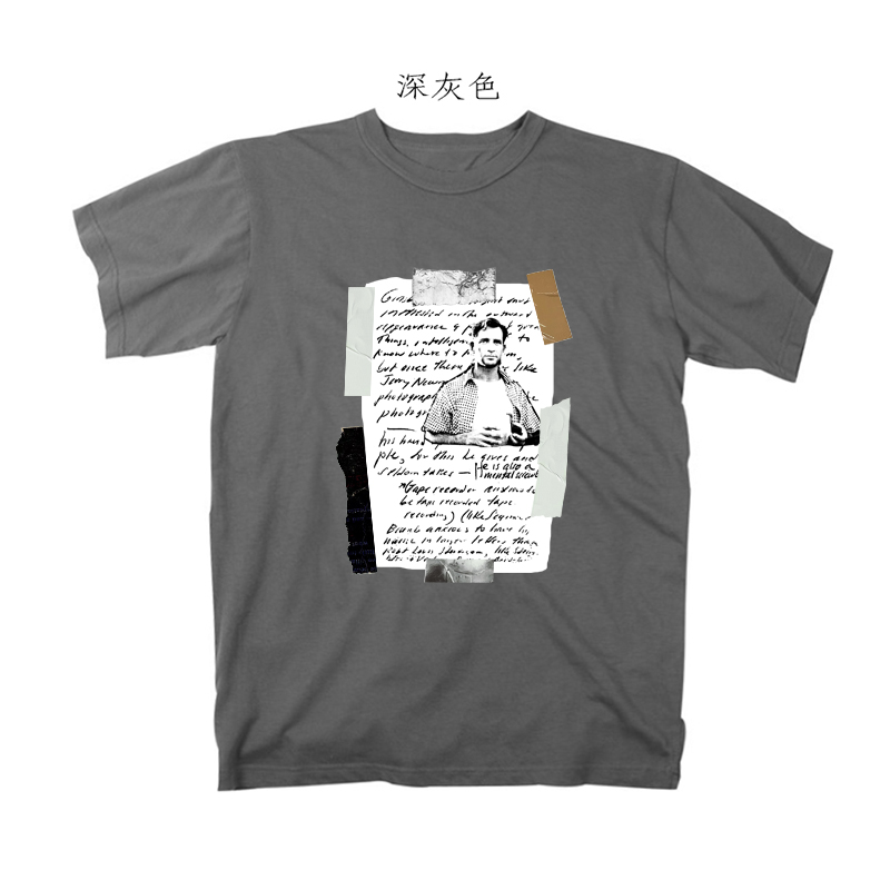 杰克凯鲁亚克垮掉一代压胶贴布透气无袖短袖纯棉T恤坎肩背心