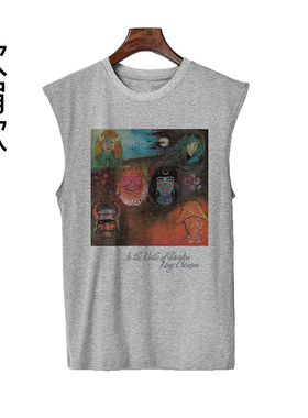 king crimson绯红王艺术摇滚男女夏季清凉半袖灰色T恤坎肩背心