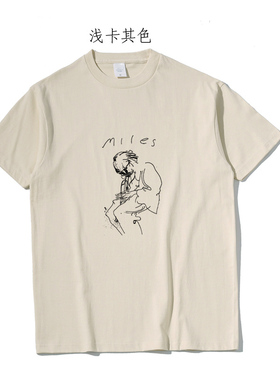 爵士乐miles davis复古摇滚jazz music极简印花男女音乐文化T恤