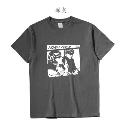 sonic youth lp手绘漫画图案偷走姐姐男朋友趣味朋克印花纯棉T恤