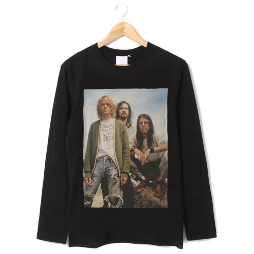 kurt cobain nirvana 柯本 涅槃 朋克摇滚纯棉圆领长袖T恤卫衣