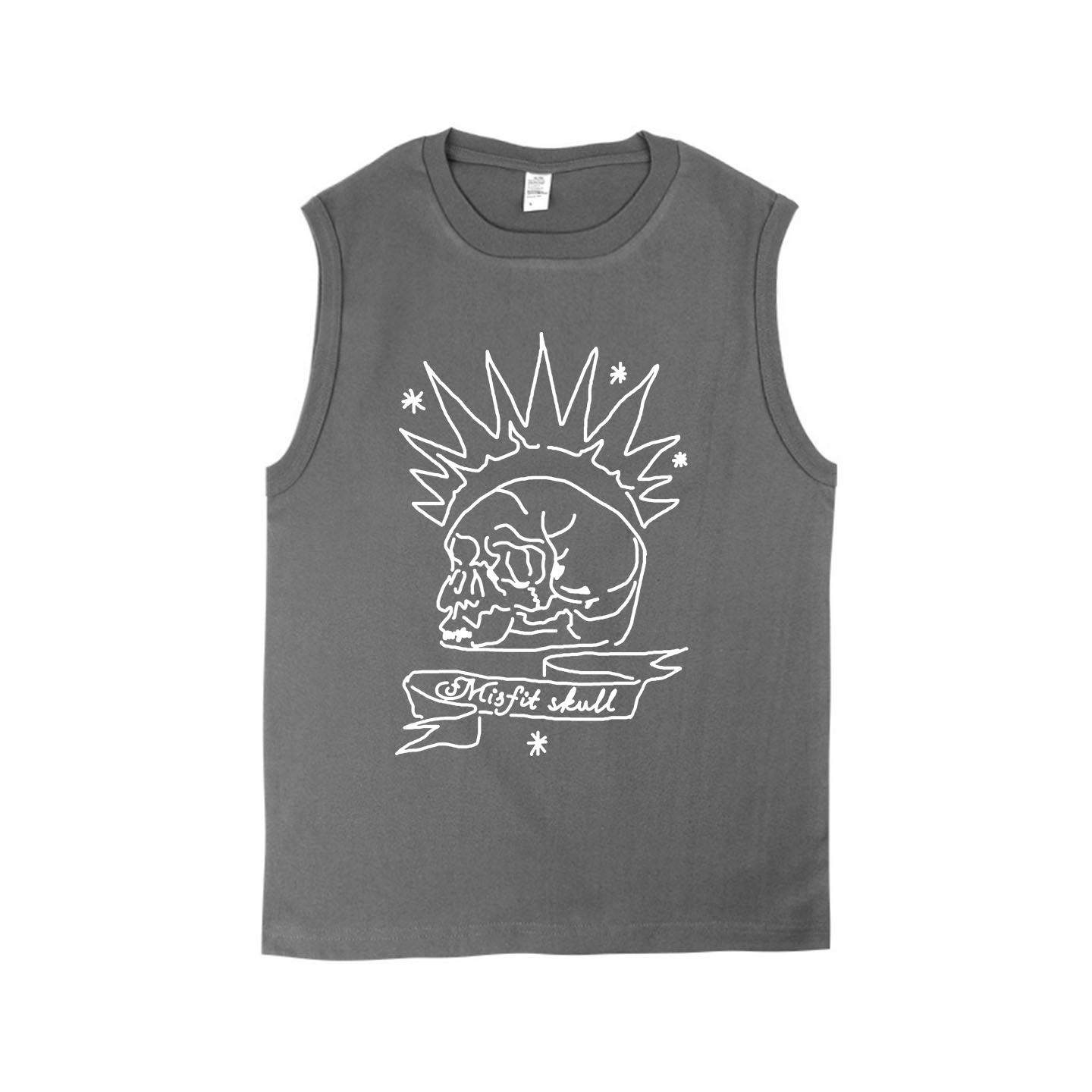 misfits skull punk rock复古朋克骷髅手绘设计感纯棉坎肩