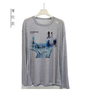 T恤 computer电台司令文艺摇滚宽松垂感男女透气长袖 radiohead