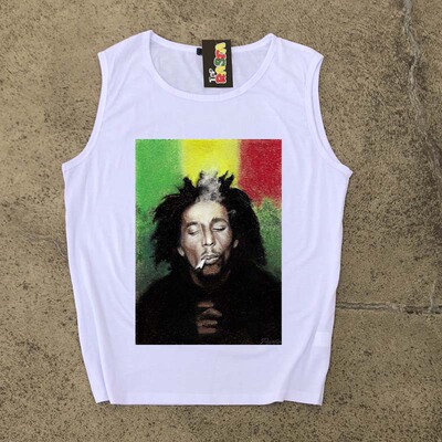 bob男女复古雷鬼印花无袖背心