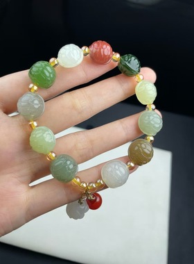 和田玉多宝富甲一方龟壳手链手串