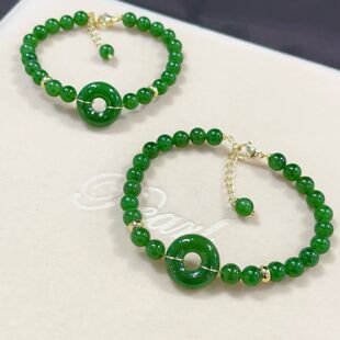 天然和田碧玉白玉6mm苹果绿圆珠手串搭配925银配饰加南红女款手链