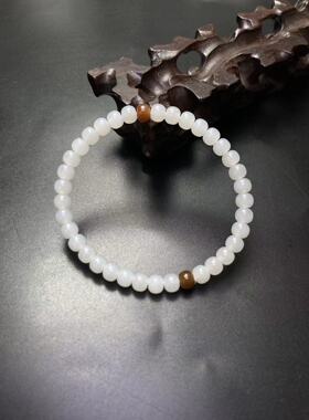 天然新疆和田玉且末料白玉直切手串手链直径6/3MM