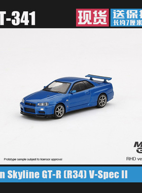 MINIGT#341 1:64 尼桑Nissan Skyline GT-R R34 V-Spec II 车模型