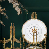 圆盘赏盘展示架 相框支架画托架 进口黄铜欧式 复古简约坐盘支架