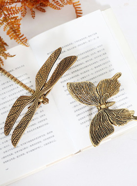 印度黄铜复古怀旧蜻蜓蝴蝶创意纸镇书房装饰工艺品装饰品摆件