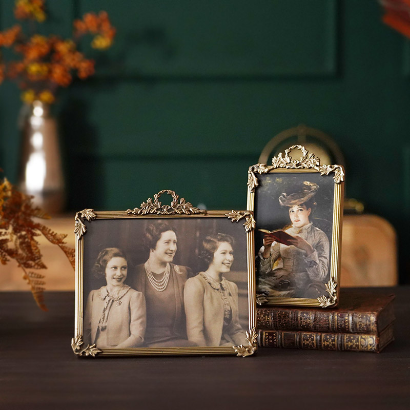 费灵家居印度进口手工黄铜雕花复古怀旧相框横版竖版古典相架摆台