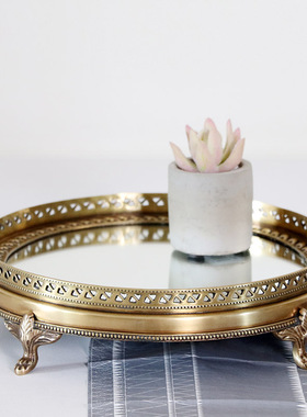 费灵家居进口铜制边框茶盘化妆品